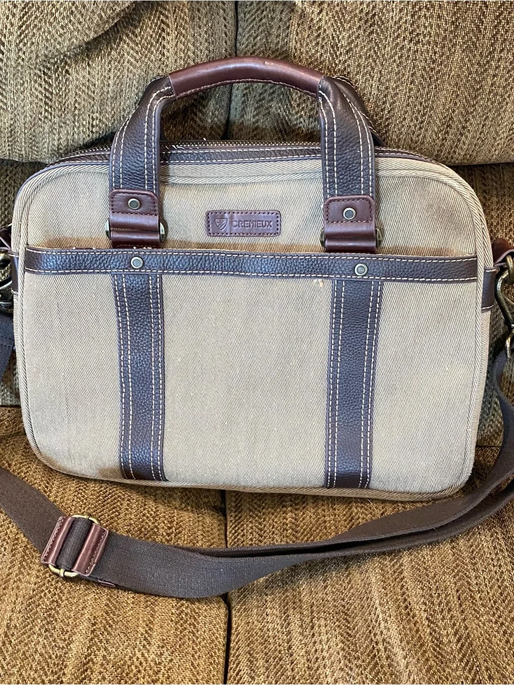 Leather Canvas 15” Laptop Briefcase Crossbody Messenger Shoulder Bag Satchel